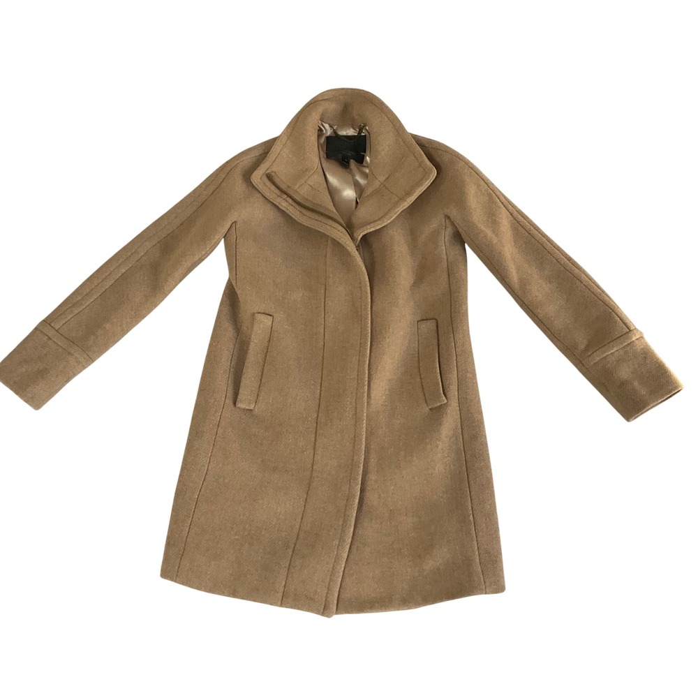 J.Crew Cocoon Coat Women 00 Tan Stadium Cloth Wool Blend Nello Gori B2770